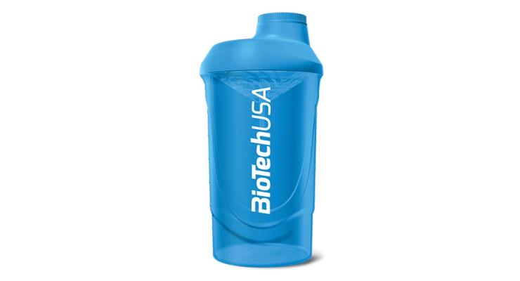 BioTech USA Šejker Wave, 600 ml, azúrová modrá priesvitná